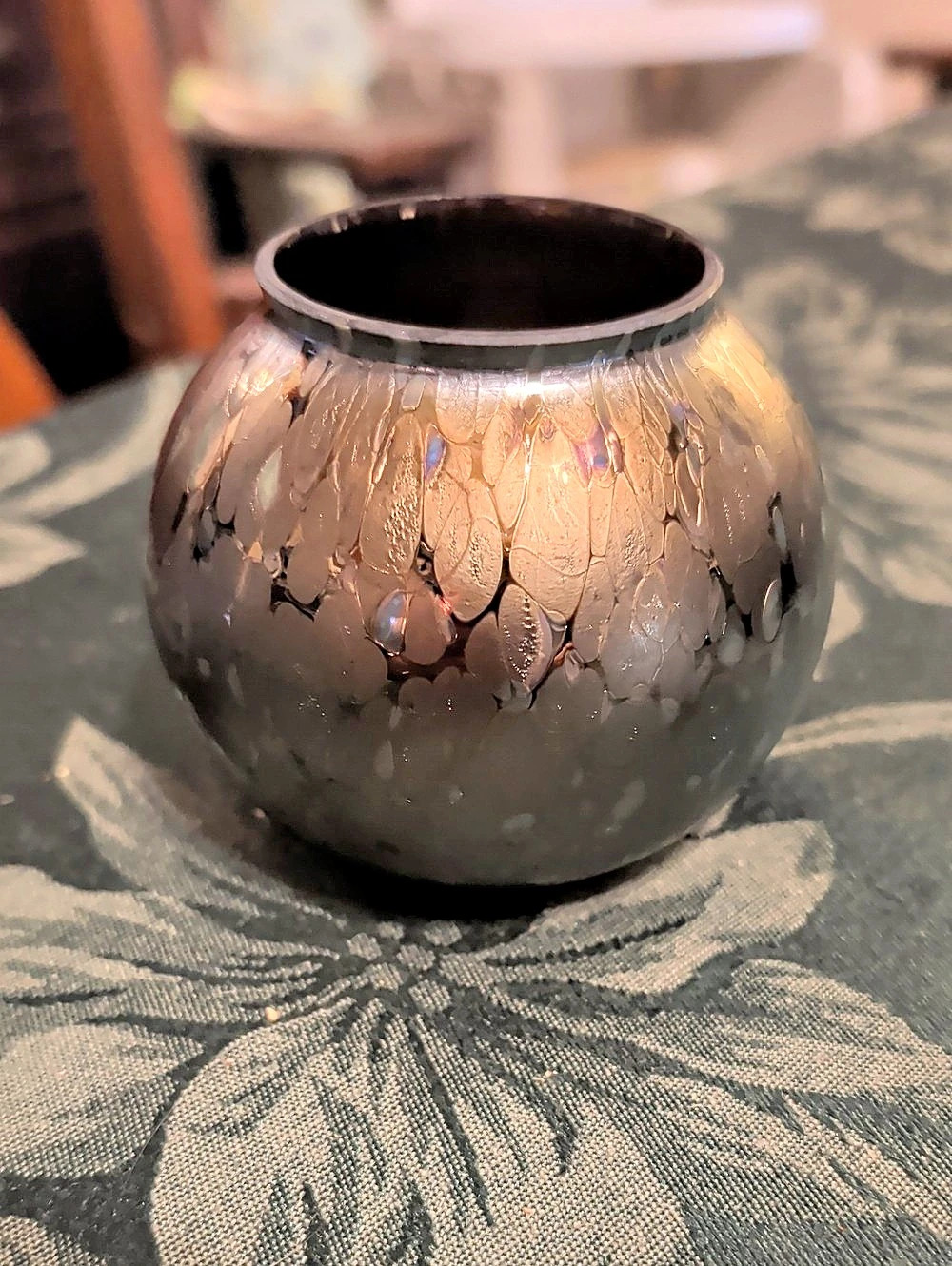 Black & Silver Textured Round Vase